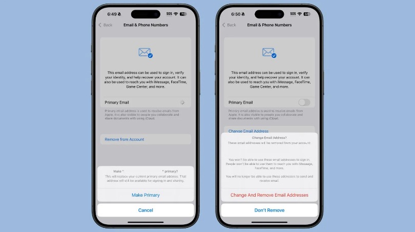 格尔木苹果手机维修分享苹果 iOS 18.1 支持设置“主要”邮箱地址并更改 iCloud 邮箱 