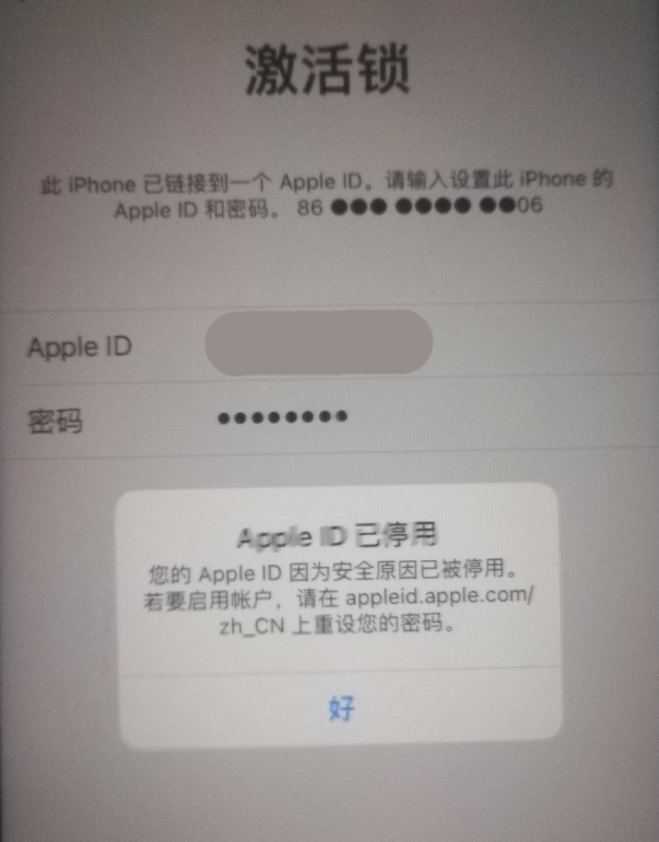 格尔木苹果手机维修分享iPhone 12 出现提示“Apple ID 已停用”怎么办 